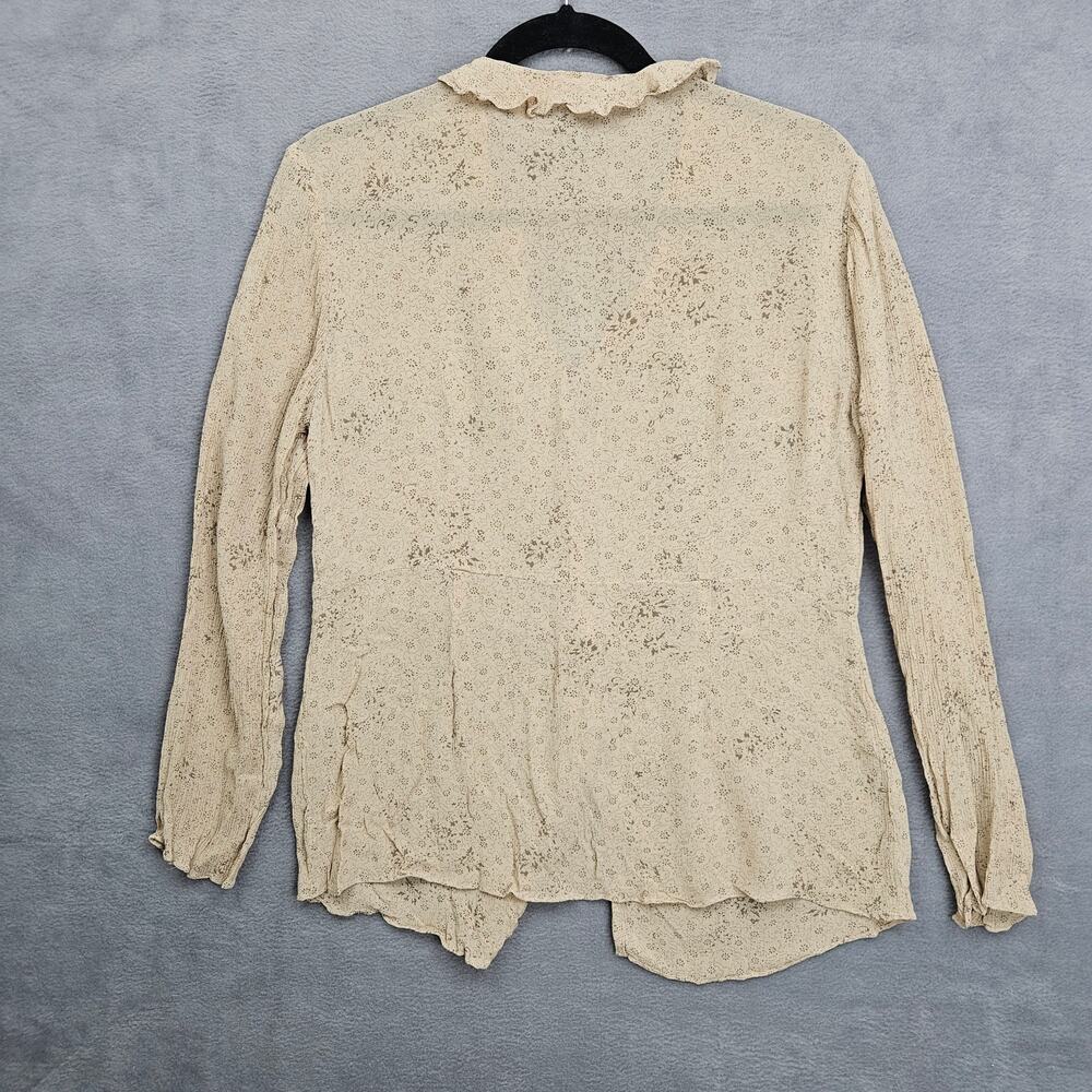 J Jill Beige Floral Cottagecore Blouse Romantic Prairie Boho Button Top S - Picture 2 of 8